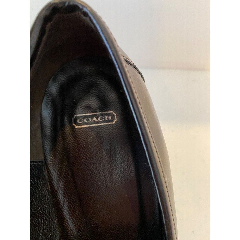 COACH WOMENS BROWN ELSA SPAZZALATO SLIP ON BLOCK HEEL SHOES SIZE 8 MADE IN ITALY - Picture 4 of 4
